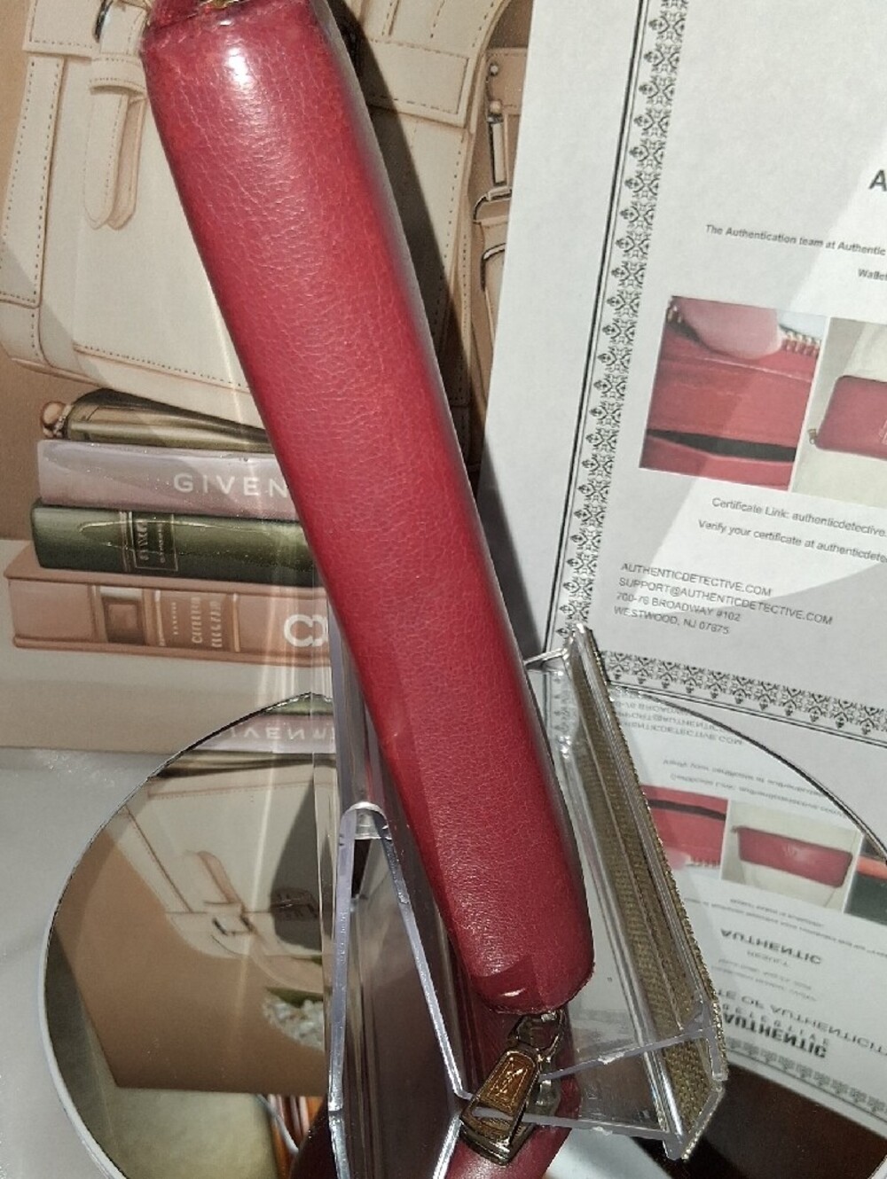 Yves Saint Laurent Burgundy Leather Zip-Around Wallet Pre-loved W/COA - Picture 6 of 13